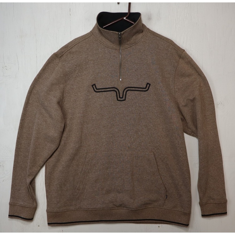 Kimes Ranch 1/4 Zip Sweatshirt Mens Size XXL Brown Big Logo Long Sleeve Pullover